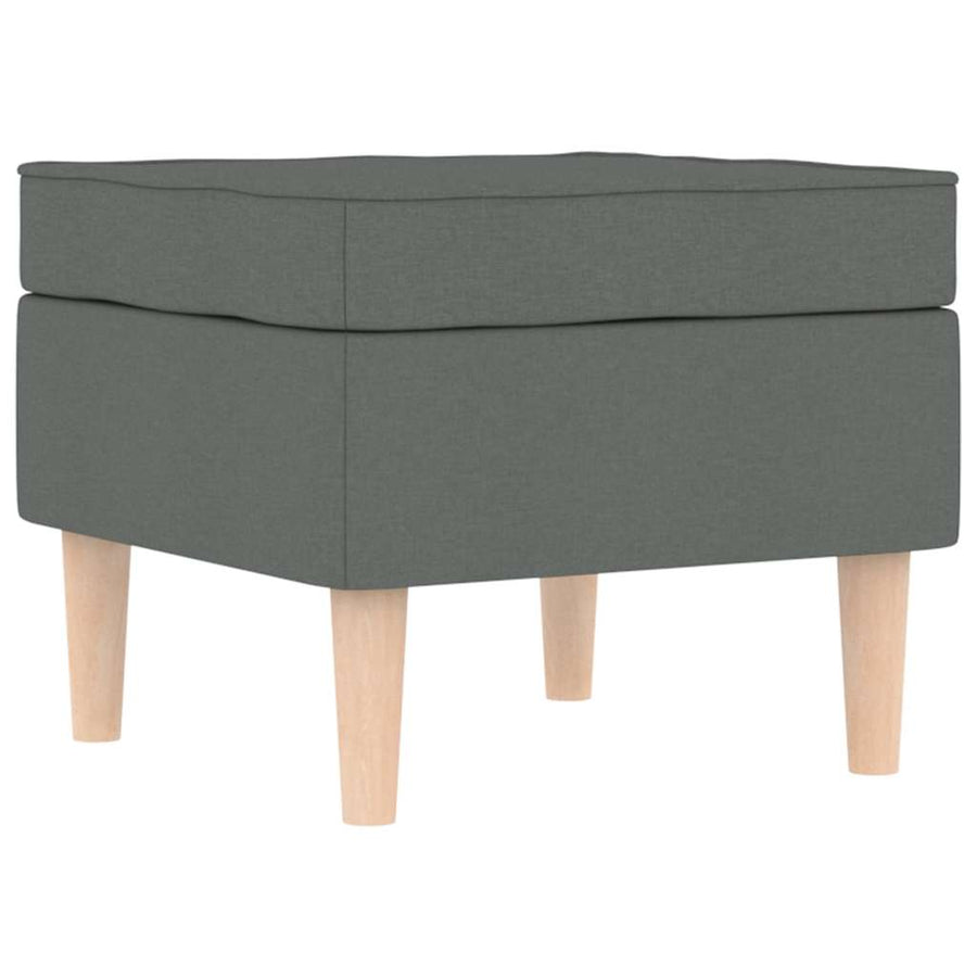 Armchair with Footstool Dark Grey Fabric
