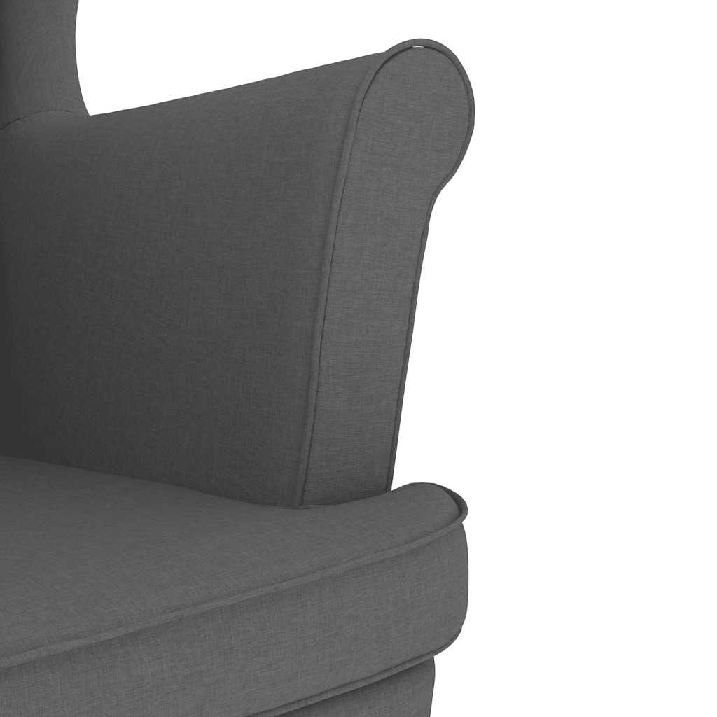 Armchair with Footstool Dark Grey Fabric