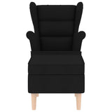 Armchair with Footstool Black Fabric