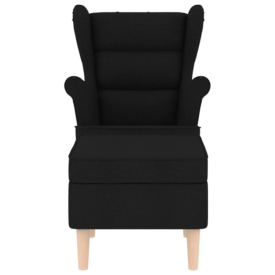 Armchair with Footstool Black Fabric