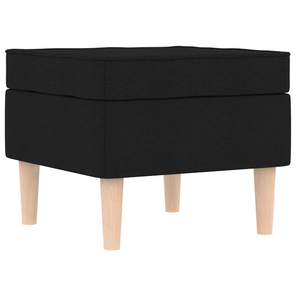 Armchair with Footstool Black Fabric