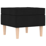 Armchair with Footstool Black Fabric - Low Angle