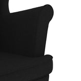 Armchair with Footstool Black Fabric