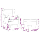 Armchair with Footstool Black Fabric
