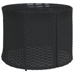 Garden Sofa with Table&Cushions Half-Round Black Poly Rattan