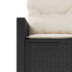 Garden Sofa with Table&Cushions Half-Round Black Poly Rattan