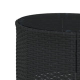 Garden Sofa with Table and Cushions Half-Round Black Poly Rattan - Low Angle