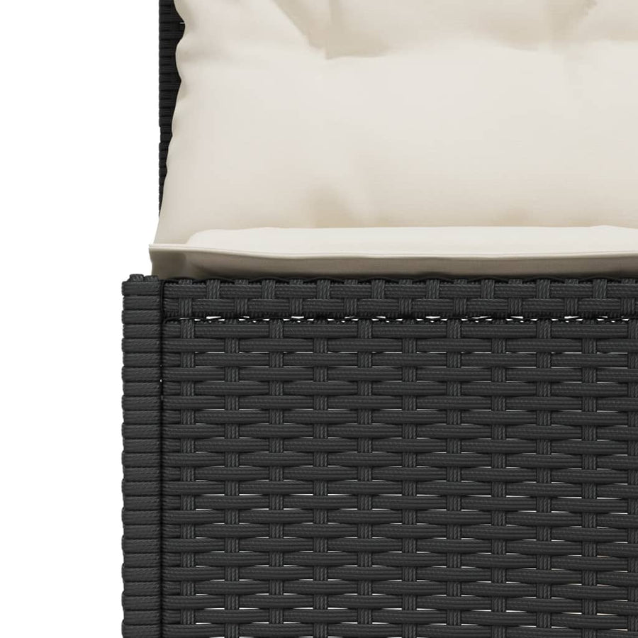 Garden Sofa with Table&Cushions Half-Round Black Poly Rattan