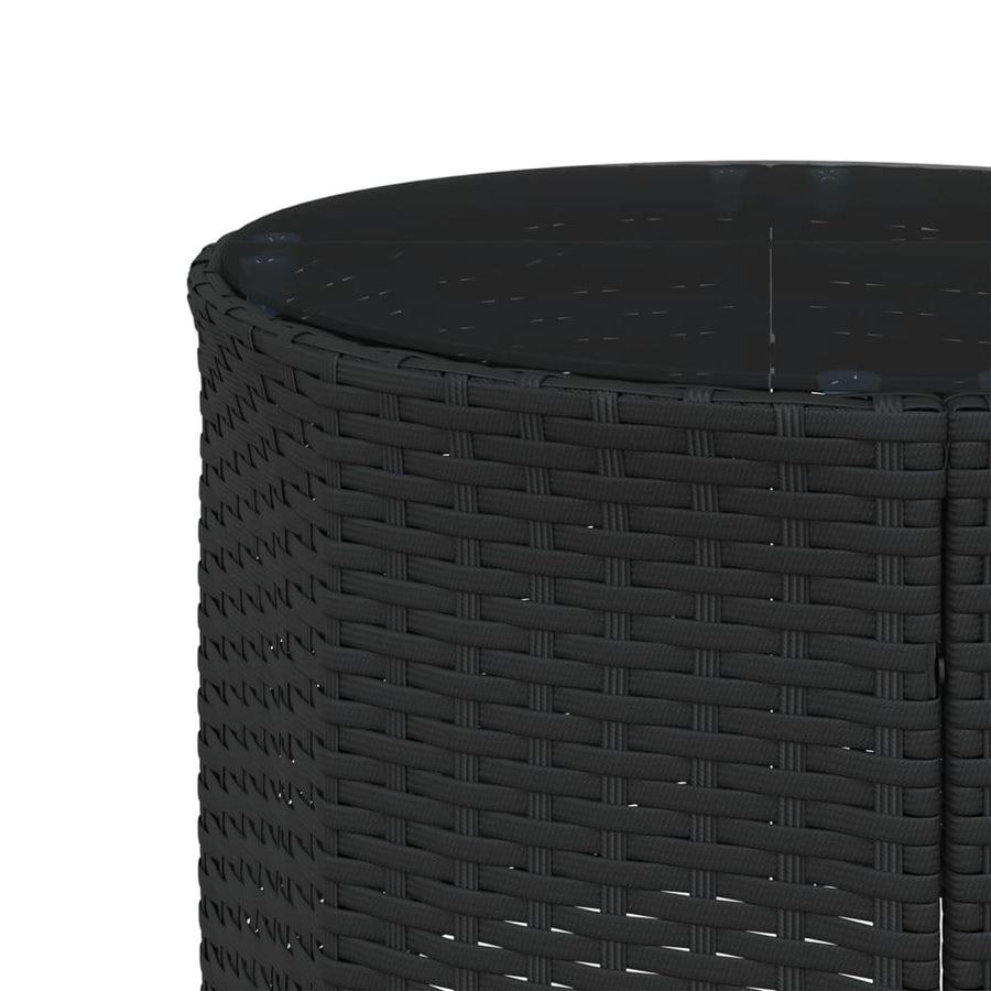 Garden Sofa with Table&Cushions Half-Round Black Poly Rattan