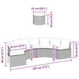 Garden Sofa with Table and Cushions Half-Round Black Poly Rattan - Extra Image