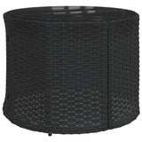 Garden Sofa with Table and Cushions Round Black Poly Rattan - Close-Up Angle