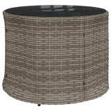 Garden Sofa with Table and Cushions Round Grey Poly Rattan - Close-Up Angle