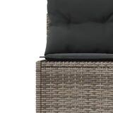 Garden Sofa with Table and Cushions Round Grey Poly Rattan - Extra Image