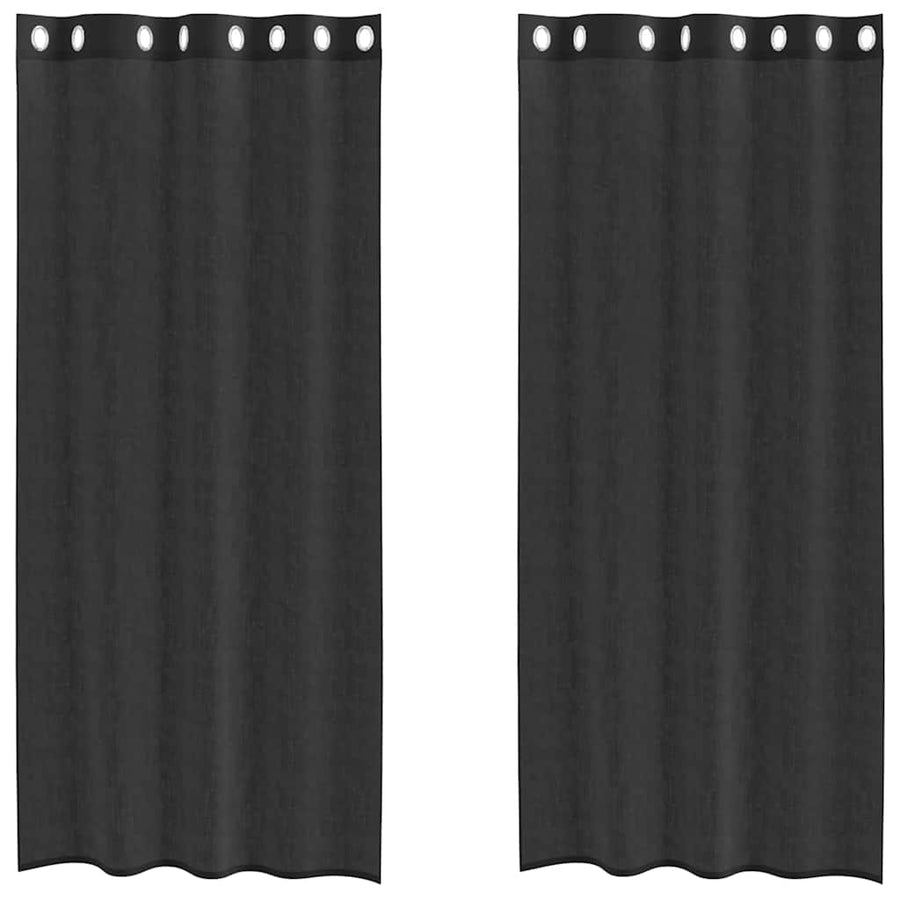 Voile Curtains with Grommets 2 pcs Black 140x245 cm