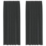 Voile Curtains with Rod Pockets 2 pcs Black