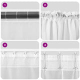 Voile Curtains with Rod Pockets 2 pcs White - Close-Up Angle