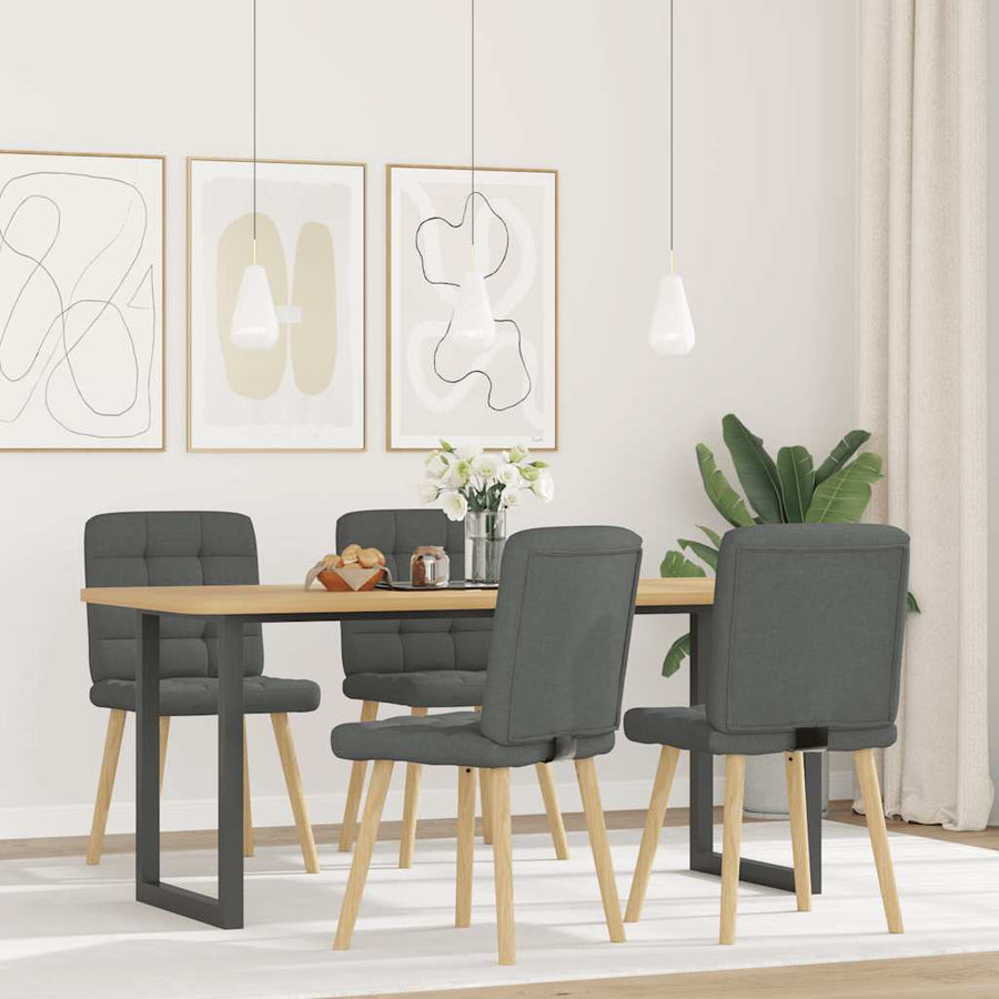 Dining Chairs 4 pcs Dark Grey Fabric