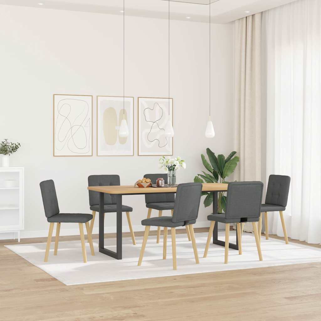 Dining Chairs 6 pcs Dark Grey Fabric