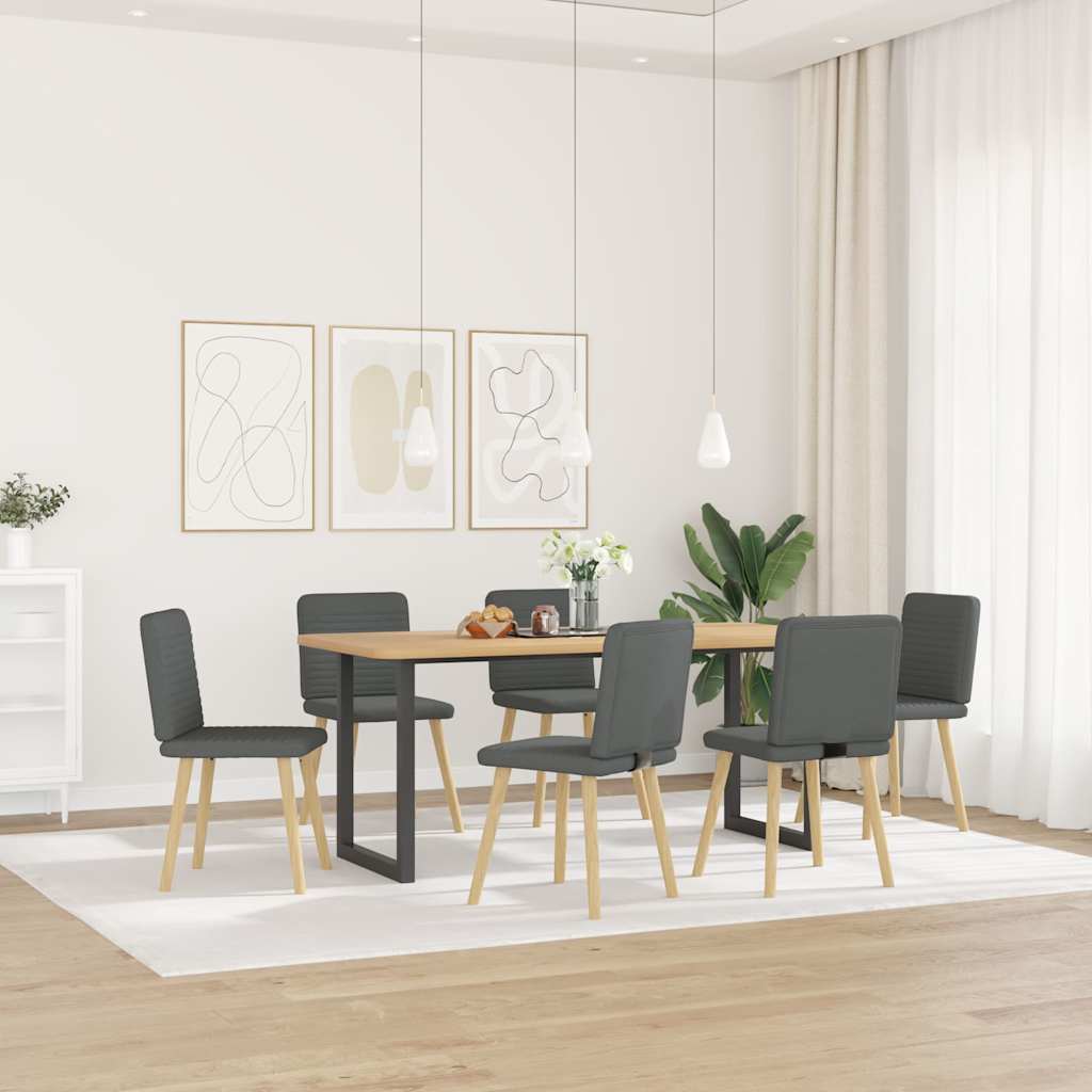 Dining Chairs 6 pcs Dark Grey Fabric