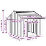Dog House with Roof 83x130x85 cm Galvanised Steel - Close-Up Angle