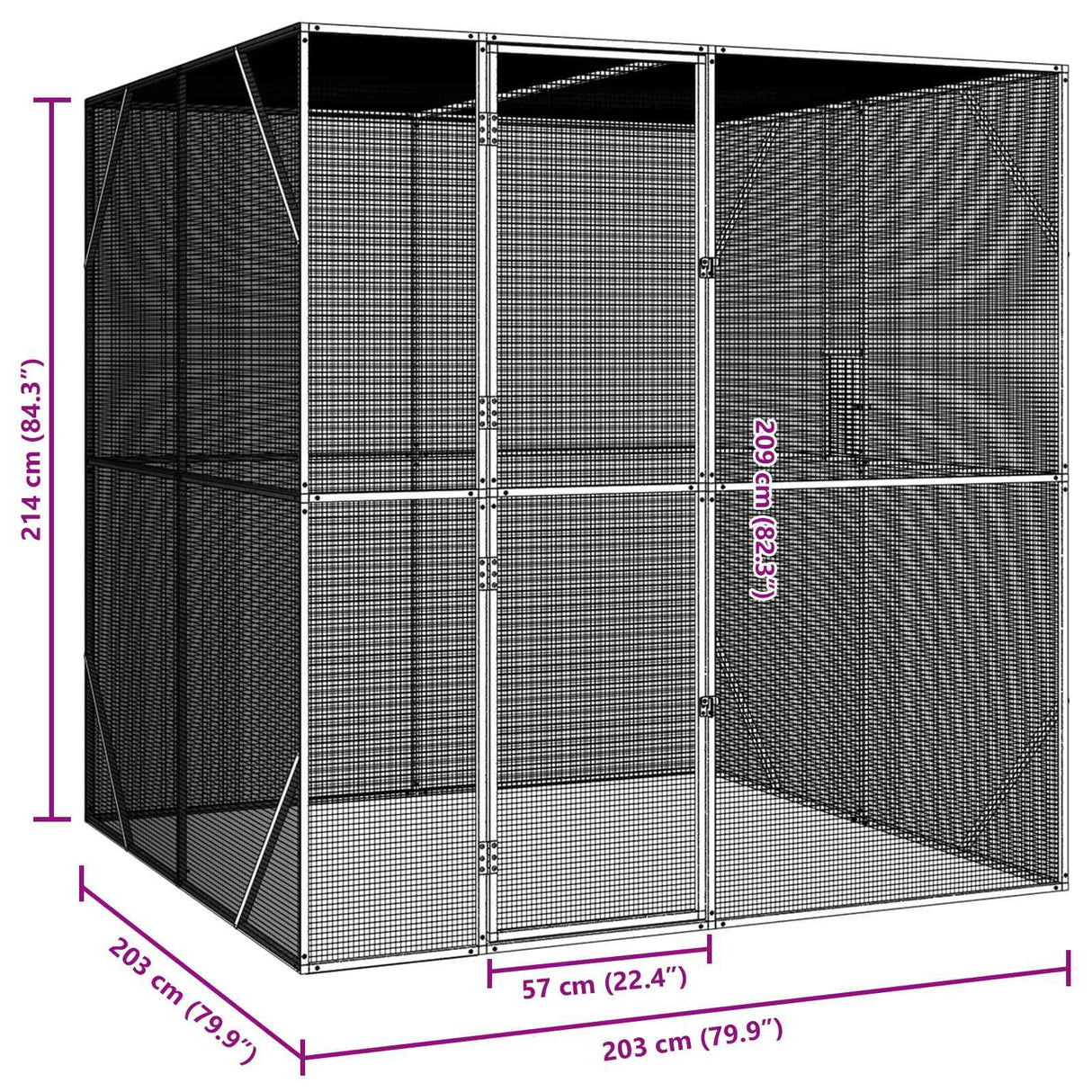 Bird Cage Anthracite 209 x 202 x 214 cm Galvanised steel