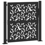 Garden Gate Black 100x100 cm Steel Leaf Design