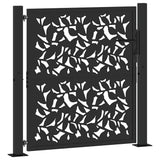 Garden Gate Black 100x100 cm Steel Leaf Design - Front View