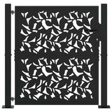 Garden Gate Black 100x100 cm Steel Leaf Design
