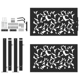 Garden Gate Black 100x100 cm Steel Leaf Design - Top-Down View