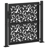 Garden Gate Black 100x100 cm Steel Leaf Design