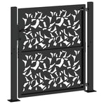 Garden Gate Black 100x100 cm Steel Leaf Design