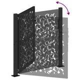 Garden Gate Black 100x100 cm Steel Leaf Design - Close-Up Angle