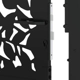 Garden Gate Black 100x100 cm Steel Leaf Design - Low Angle