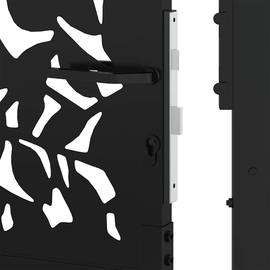 Garden Gate Black 100x100 cm Steel Leaf Design