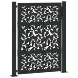 Garden Gate Black 100x125 cm Steel Leaf Design - Front View