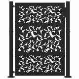 Garden Gate Black 100x125 cm Steel Leaf Design