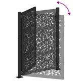 Garden Gate Black 100x125 cm Steel Leaf Design - Close-Up Angle
