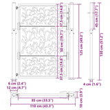 Garden Gate Black 100x125 cm Steel Leaf Design - Extra Image