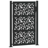 Garden Gate Black 100x150 cm Steel Leaf Design - Front View