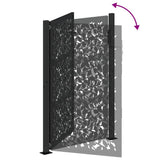 Garden Gate Black 100x150 cm Steel Leaf Design - Close-Up Angle