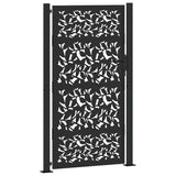 Garden Gate Black 100x175 cm Steel Leaf Design - Front View