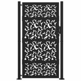 Garden Gate Black 100x175 cm Steel Leaf Design
