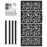 Garden Gate Black 100x175 cm Steel Leaf Design - Top-Down View