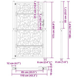 Garden Gate Black 100x175 cm Steel Leaf Design - Extra Image