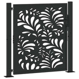 Garden Gate Black 100x100 cm Steel Wave Design - Front View