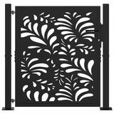 Garden Gate Black 100x100 cm Steel Wave Design - Side View