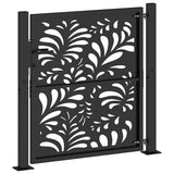 Garden Gate Black 100x100 cm Steel Wave Design - Rear View