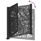 Garden Gate Black 100x100 cm Steel Wave Design - Close-Up Angle