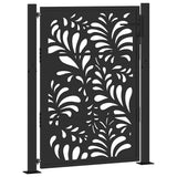 Garden Gate Black 100x125 cm Steel Wave Design - Front View
