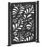 Garden Gate Black 100x125 cm Steel Wave Design
